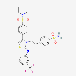 molecular formula C28H29F3N4O4S3 B11527330 N,N-diethyl-4-[(2Z)-3-[2-(4-sulfamoylphenyl)ethyl]-2-{[3-(trifluoromethyl)phenyl]imino}-2,3-dihydro-1,3-thiazol-4-yl]benzenesulfonamide 