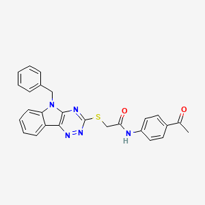 molecular formula C26H21N5O2S B11527335 N-(4-Acetylphenyl)-2-({5-benzyl-5H-[1,2,4]triazino[5,6-B]indol-3-YL}sulfanyl)acetamide 
