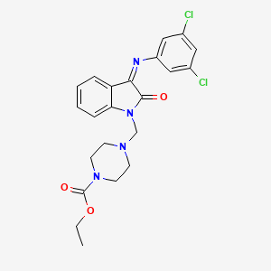 molecular formula C22H22Cl2N4O3 B11527399 Ethyl 4-{[(3Z)-3-[(3,5-dichlorophenyl)imino]-2-oxo-2,3-dihydro-1H-indol-1-YL]methyl}piperazine-1-carboxylate 