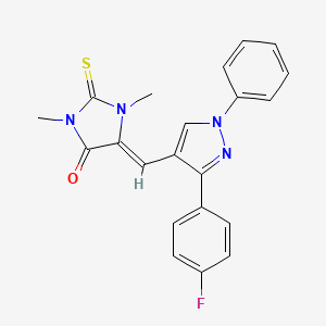 molecular formula C21H17FN4OS B11527447 (5Z)-5-{[3-(4-Fluorophenyl)-1-phenyl-1H-pyrazol-4-YL]methylene}-1,3-dimethyl-2-thioxo-4-imidazolidinone 