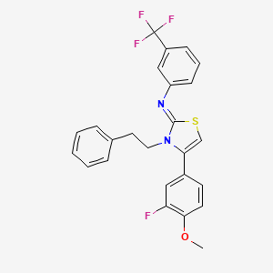 molecular formula C25H20F4N2OS B11527531 N-[(2Z)-4-(3-fluoro-4-methoxyphenyl)-3-(2-phenylethyl)-1,3-thiazol-2(3H)-ylidene]-3-(trifluoromethyl)aniline 