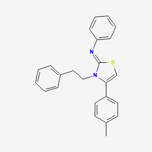 molecular formula C24H22N2S B11527689 N-[(2Z)-4-(4-methylphenyl)-3-(2-phenylethyl)-1,3-thiazol-2(3H)-ylidene]aniline 