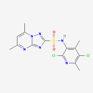 molecular formula C14H14Cl2N6O2S B11527741 N-(2,5-dichloro-4,6-dimethylpyridin-3-yl)-5,7-dimethyl-[1,2,4]triazolo[1,5-a]pyrimidine-2-sulfonamide 