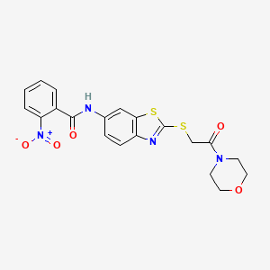 molecular formula C20H18N4O5S2 B11527783 N-(2-{[2-(morpholin-4-yl)-2-oxoethyl]sulfanyl}-1,3-benzothiazol-6-yl)-2-nitrobenzamide 