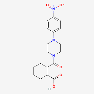 molecular formula C18H23N3O5 B11527941 2-[4-(4-Nitrophenyl)piperazine-1-carbonyl]cyclohexane-1-carboxylic acid 