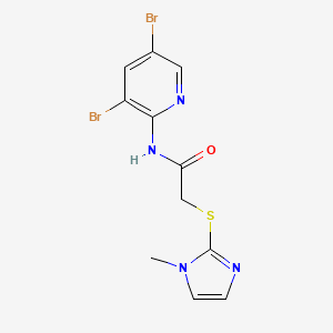 molecular formula C11H10Br2N4OS B11527990 N-(3,5-dibromopyridin-2-yl)-2-[(1-methyl-1H-imidazol-2-yl)sulfanyl]acetamide 