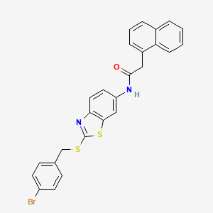 molecular formula C26H19BrN2OS2 B11528176 N-{2-[(4-bromobenzyl)sulfanyl]-1,3-benzothiazol-6-yl}-2-(naphthalen-1-yl)acetamide 