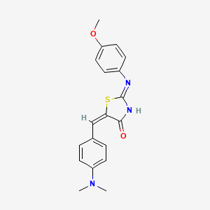 molecular formula C19H19N3O2S B11528233 5-{(E)-1-[4-(dimethylamino)phenyl]methylidene}-2-[(4-methoxyphenyl)imino]-1,3-thiazolan-4-one 