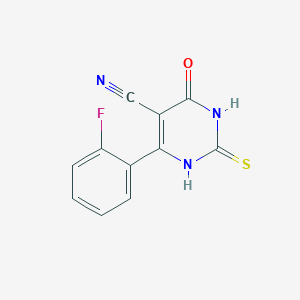 molecular formula C11H6FN3OS B11528335 Pyrimidine-5-carbonitrile, 1,2,3,4-tetrahydro-6-(2-fluorophenyl)-4-oxo-2-thioxo- 