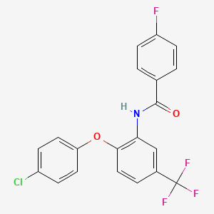 molecular formula C20H12ClF4NO2 B11528355 N-[2-(4-chlorophenoxy)-5-(trifluoromethyl)phenyl]-4-fluorobenzamide 