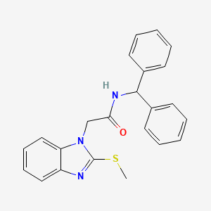 molecular formula C23H21N3OS B11528391 N-(diphenylmethyl)-2-[2-(methylsulfanyl)-1H-benzimidazol-1-yl]acetamide 