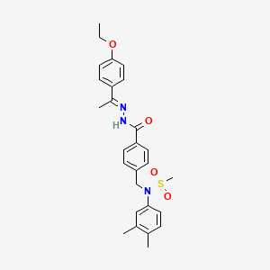 molecular formula C27H31N3O4S B11528495 N-(3,4-dimethylphenyl)-N-[4-({(2E)-2-[1-(4-ethoxyphenyl)ethylidene]hydrazinyl}carbonyl)benzyl]methanesulfonamide 