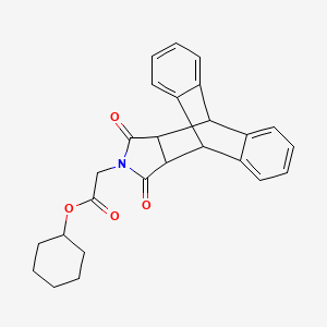 molecular formula C26H25NO4 B11528878 Cyclohexyl (16,18-dioxo-17-azapentacyclo[6.6.5.0~2,7~.0~9,14~.0~15,19~]nonadeca-2,4,6,9,11,13-hexaen-17-yl)acetate (non-preferred name) 