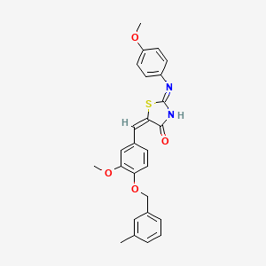 molecular formula C26H24N2O4S B11528906 (5E)-2-(4-methoxyanilino)-5-[[3-methoxy-4-[(3-methylphenyl)methoxy]phenyl]methylidene]-1,3-thiazol-4-one 