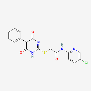 molecular formula C17H13ClN4O3S B11528923 N-(5-chloropyridin-2-yl)-2-[(4,6-dioxo-5-phenyl-1,4,5,6-tetrahydropyrimidin-2-yl)sulfanyl]acetamide 