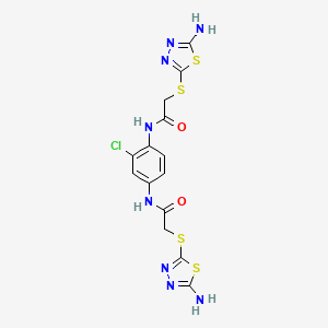 molecular formula C14H13ClN8O2S4 B11528927 N,N'-(2-chlorobenzene-1,4-diyl)bis{2-[(5-amino-1,3,4-thiadiazol-2-yl)sulfanyl]acetamide} 