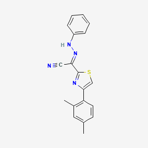 molecular formula C19H16N4S B11528944 Acetonitrile, 2-[4-(2,4-dimethylphenyl)-2-thiazolyl)-2-phenylhydrazono- 