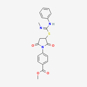 molecular formula C20H19N3O4S B11528996 Methyl 4-(3-{[(methylamino)(phenylimino)methyl]sulfanyl}-2,5-dioxo-1-pyrrolidinyl)benzoate 