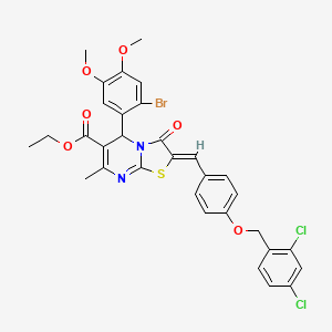 molecular formula C32H27BrCl2N2O6S B11529019 ethyl (2Z)-5-(2-bromo-4,5-dimethoxyphenyl)-2-{4-[(2,4-dichlorobenzyl)oxy]benzylidene}-7-methyl-3-oxo-2,3-dihydro-5H-[1,3]thiazolo[3,2-a]pyrimidine-6-carboxylate 
