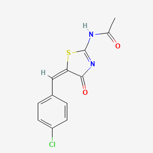 molecular formula C12H9ClN2O2S B11529021 N-[(5E)-5-(4-chlorobenzylidene)-4-oxo-4,5-dihydro-1,3-thiazol-2-yl]acetamide 