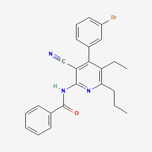 molecular formula C24H22BrN3O B11529051 N-[4-(3-bromophenyl)-3-cyano-5-ethyl-6-propylpyridin-2-yl]benzamide 