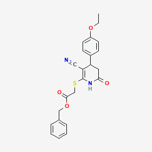 molecular formula C23H22N2O4S B11529166 Benzyl {[3-cyano-4-(4-ethoxyphenyl)-6-oxo-1,4,5,6-tetrahydropyridin-2-yl]sulfanyl}acetate 