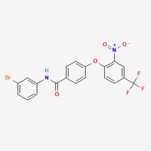molecular formula C20H12BrF3N2O4 B11529273 N-(3-bromophenyl)-4-[2-nitro-4-(trifluoromethyl)phenoxy]benzamide 