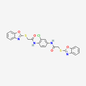 molecular formula C24H17ClN4O4S2 B11529324 N,N'-(2-chlorobenzene-1,4-diyl)bis[2-(1,3-benzoxazol-2-ylsulfanyl)acetamide] 