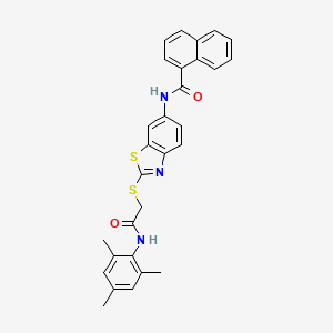 molecular formula C29H25N3O2S2 B11529521 N-[2-({2-oxo-2-[(2,4,6-trimethylphenyl)amino]ethyl}sulfanyl)-1,3-benzothiazol-6-yl]naphthalene-1-carboxamide 