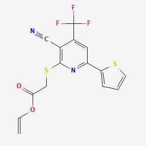 molecular formula C15H9F3N2O2S2 B11529536 Ethenyl {[3-cyano-6-(thiophen-2-yl)-4-(trifluoromethyl)pyridin-2-yl]sulfanyl}acetate 