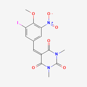molecular formula C14H12IN3O6 B11529550 5-[(3-Iodo-4-methoxy-5-nitrophenyl)methylidene]-1,3-dimethyl-1,3-diazinane-2,4,6-trione CAS No. 312319-68-9