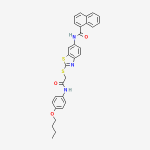 molecular formula C30H27N3O3S2 B11529635 N-[2-({2-[(4-butoxyphenyl)amino]-2-oxoethyl}sulfanyl)-1,3-benzothiazol-6-yl]naphthalene-1-carboxamide 