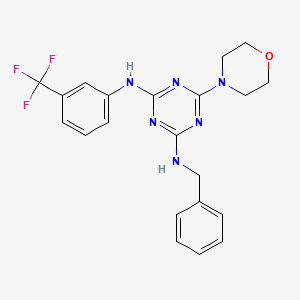 molecular formula C21H21F3N6O B11529892 N-benzyl-6-(morpholin-4-yl)-N'-[3-(trifluoromethyl)phenyl]-1,3,5-triazine-2,4-diamine 