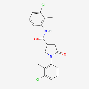 molecular formula C19H18Cl2N2O2 B11530035 N,1-bis(3-chloro-2-methylphenyl)-5-oxopyrrolidine-3-carboxamide 