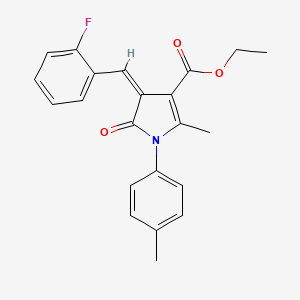 molecular formula C22H20FNO3 B11530088 ethyl (4Z)-4-(2-fluorobenzylidene)-2-methyl-1-(4-methylphenyl)-5-oxo-4,5-dihydro-1H-pyrrole-3-carboxylate 