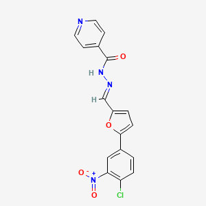 molecular formula C17H11ClN4O4 B11530196 N'-[(E)-[5-(4-Chloro-3-nitrophenyl)furan-2-YL]methylidene]pyridine-4-carbohydrazide 