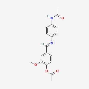 molecular formula C18H18N2O4 B11530302 Benzene, 1-(4-acetoxy-3-methoxybenzylidenamino)-4-acetylamino- 