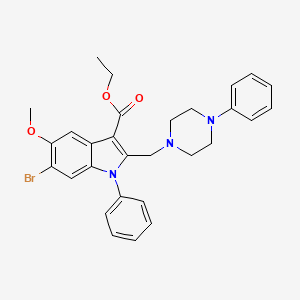 molecular formula C29H30BrN3O3 B11530369 ethyl 6-bromo-5-methoxy-1-phenyl-2-[(4-phenylpiperazin-1-yl)methyl]-1H-indole-3-carboxylate 