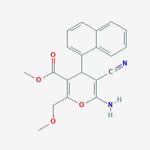 molecular formula C20H18N2O4 B11530377 methyl 6-amino-5-cyano-2-(methoxymethyl)-4-(naphthalen-1-yl)-4H-pyran-3-carboxylate 