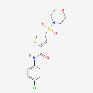 molecular formula C15H15ClN2O4S2 B11530400 N-(4-chlorophenyl)-4-(morpholin-4-ylsulfonyl)thiophene-2-carboxamide 