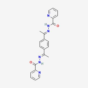molecular formula C22H20N6O2 B11530511 N',N''-[benzene-1,4-diyldi(1E)eth-1-yl-1-ylidene]dipyridine-2-carbohydrazide 