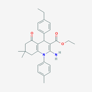 molecular formula C29H34N2O3 B11530651 Ethyl 2-amino-4-(4-ethylphenyl)-7,7-dimethyl-1-(4-methylphenyl)-5-oxo-1,4,5,6,7,8-hexahydroquinoline-3-carboxylate 