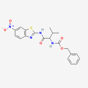 molecular formula C20H20N4O5S B11530676 Benzyl {3-methyl-1-[(6-nitro-1,3-benzothiazol-2-yl)amino]-1-oxobutan-2-yl}carbamate 