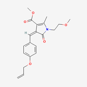 molecular formula C20H23NO5 B11530682 methyl (4Z)-1-(2-methoxyethyl)-2-methyl-5-oxo-4-{[4-(prop-2-en-1-yloxy)phenyl]methylidene}-4,5-dihydro-1H-pyrrole-3-carboxylate 