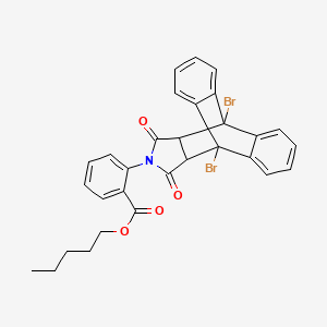 molecular formula C30H25Br2NO4 B11530979 Pentyl 2-(1,8-dibromo-16,18-dioxo-17-azapentacyclo[6.6.5.0~2,7~.0~9,14~.0~15,19~]nonadeca-2,4,6,9,11,13-hexaen-17-yl)benzoate (non-preferred name) 
