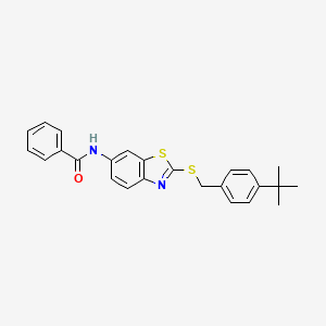 molecular formula C25H24N2OS2 B11531139 N-{2-[(4-tert-butylbenzyl)sulfanyl]-1,3-benzothiazol-6-yl}benzamide 