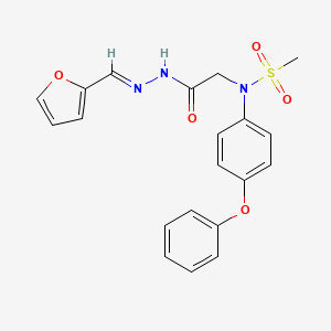 molecular formula C20H19N3O5S B11531160 N-({N'-[(E)-(Furan-2-YL)methylidene]hydrazinecarbonyl}methyl)-N-(4-phenoxyphenyl)methanesulfonamide 