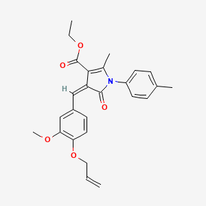 molecular formula C26H27NO5 B11531185 ethyl (4Z)-4-[3-methoxy-4-(prop-2-en-1-yloxy)benzylidene]-2-methyl-1-(4-methylphenyl)-5-oxo-4,5-dihydro-1H-pyrrole-3-carboxylate 