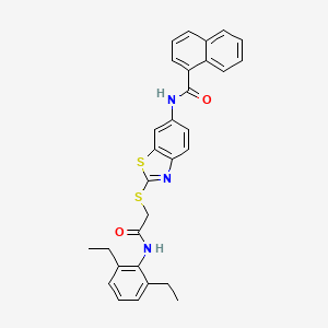 molecular formula C30H27N3O2S2 B11531220 N-[2-({2-[(2,6-diethylphenyl)amino]-2-oxoethyl}sulfanyl)-1,3-benzothiazol-6-yl]naphthalene-1-carboxamide 