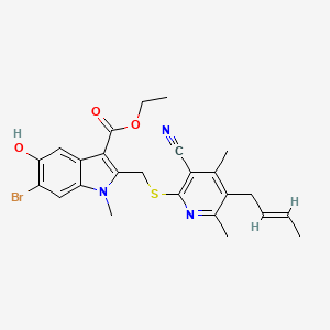 molecular formula C25H26BrN3O3S B11531291 ethyl 6-bromo-2-[({5-[(2E)-but-2-en-1-yl]-3-cyano-4,6-dimethylpyridin-2-yl}sulfanyl)methyl]-5-hydroxy-1-methyl-1H-indole-3-carboxylate 